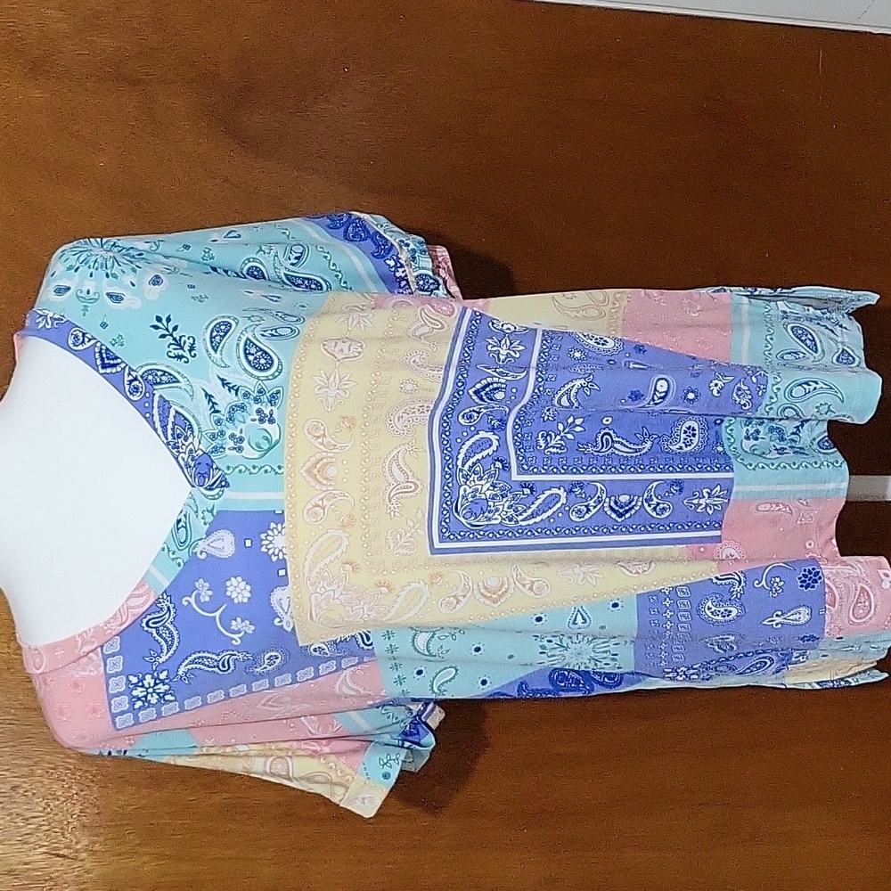 Sew In Love Pastel Patchwork Paisley V-Neck Blouse